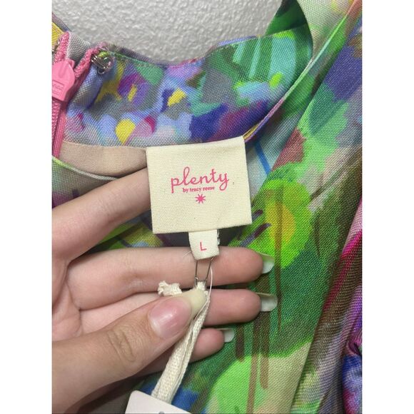 NWT Plenty by Tracy Reese Puff-Sleeve Floral Anthropologie Midi Dress Women's L - Picture 4 of 14